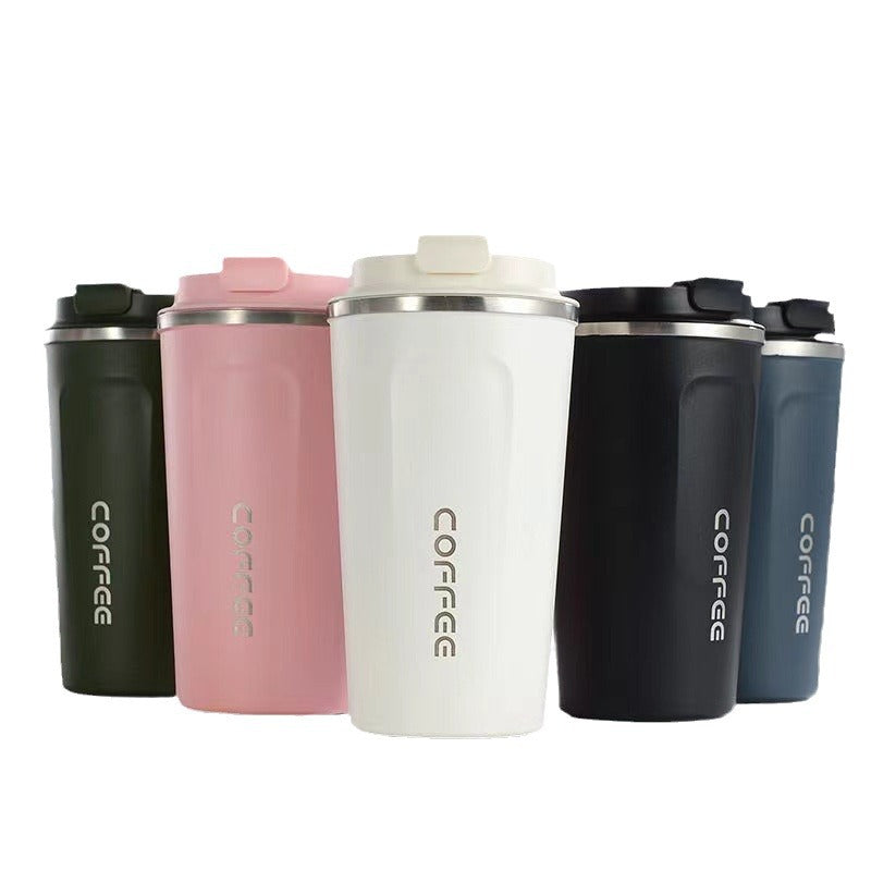 Cross-border 304 vacuum insulated stainless steel coffee cup double-layer car cup spray-coated promotional gift with printed logo