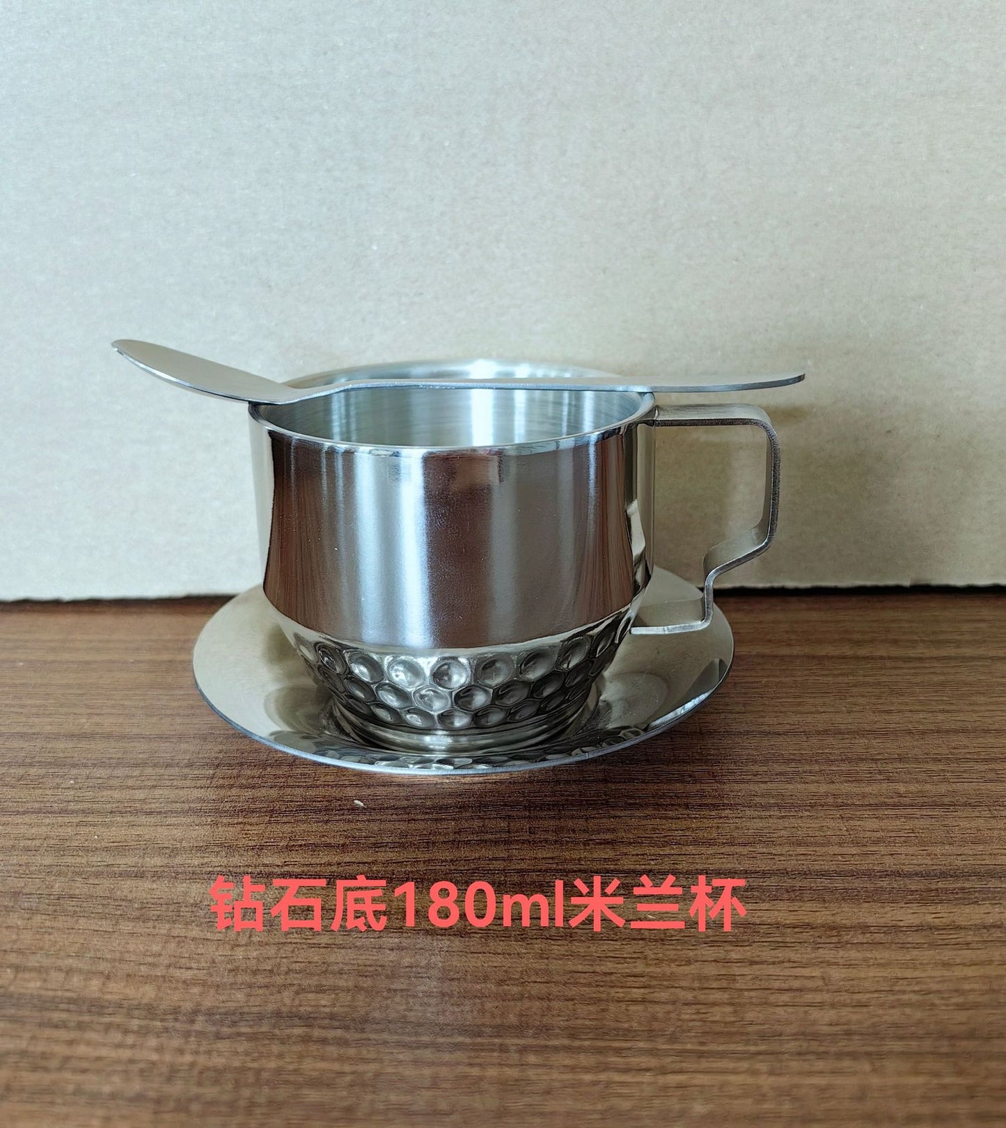Coffee cup set three-piece set 304 stainless steel cup double-layer cup household water cup with spoon plate office