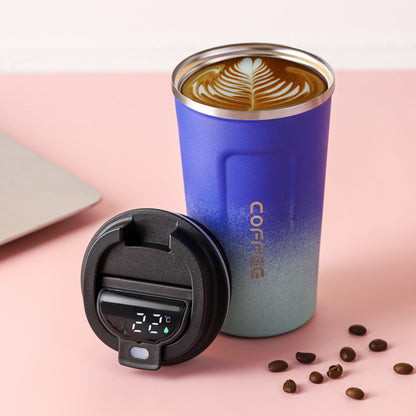 Cross-border 304 vacuum insulated stainless steel coffee cup double-layer car cup spray-coated promotional gift with printed logo