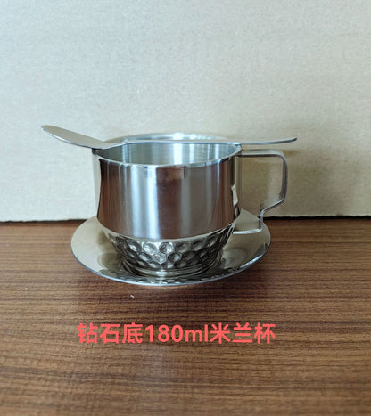 Coffee cup set three-piece set 304 stainless steel cup double-layer cup household water cup with spoon plate office